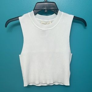 Ribbed White Sleeveless Crop Top
